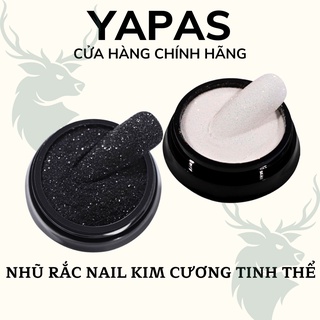 Nhũ rắc móng nail đen trắng tinh thể màu, hũ nhũ cát nail kim cương mịn ánh màu kim tuyến
