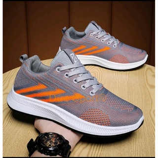 Giày thể thao nam đế trơn 2 mầu đen-ghi chất liệu vải đanh thoáng khí cao 4cm k98