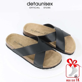 Dép Birken Đế Trấu Unisex Quai Chéo Chữ X DETAUNISEX - DETA23