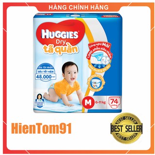 Tã Quần Huggies Dry Gói Cực Đại M74, L68, XL62, XXL56