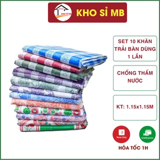 set 10 tấm khăn trải bàn pvc dùng 1 lần dùng, chống thấm nước, dùng cho picnic, tiệc gia đình, họa tiết caro, hoa