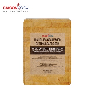 Thớt Saigoncook hình chữ nhật gỗ cao su cao cấp 350*250*30mm