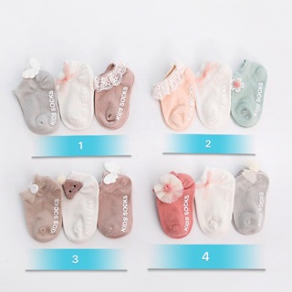 Sét 3 Tất nơ bé gái chống trượt KID SOCKS
