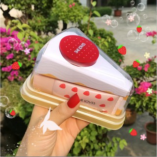 Set kem lót + phấn phủ tự nhiên SHE LOVE hình bánh siếu cute