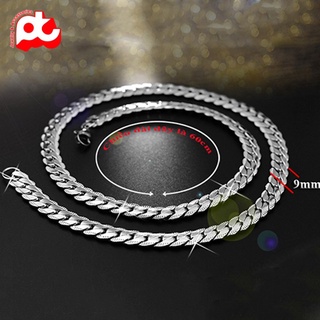Dây chuyền nam inox thời trang kiểu lặc khít chạm 2 bên soyong kích cỡ 9mm màu trắng thép không gỉ PTDCNA57