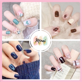 Móng Tay Giả Ngắn Minai Hot Trend 2022 Kèm Keo Bộ 24 Móng Giả Trong Suốt Đính Đá Gắn Nơ Cute Thiết Kế Trẻ Trung Cao Cấp
