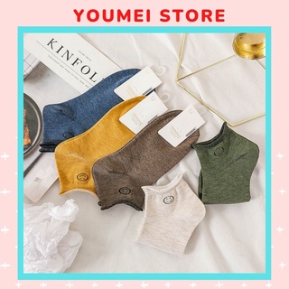 Tất nữ cổ ngắn họa tiết mặt cười đáng yêu phong cách nhẹ nhàng -T018