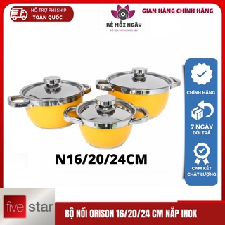 Bộ 3 nồi màu Orison inox 430 chống dính tốt cho sức khỏe (Vang/Cam/Xanh)