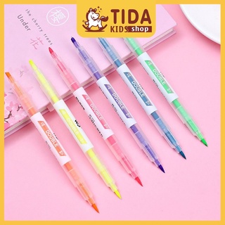Bút Đánh Dấu 6 Màu 2 Đầu ⚡️HOT TREND ⚡️ Bút Highlight Bền Mực Nhiều Màu Đánh Dấu Sách Vở, Văn Phòng Phẩm TiDa Kids Shop
