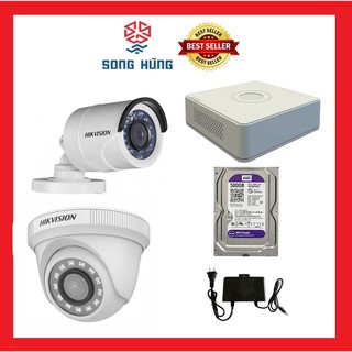Trọn bộ 1-4 Camera Hikvision DS-2CE56D0T-IR (cầu ) DS-2CE16D0T-IR (thân) ngoài trời giá rẻ HDTV 2MP 1080P Full phụ kiện