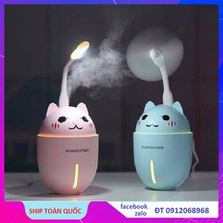 MÁY PHUN SƯƠNG MINI HÌNH CHÚ MÈO TÍCH HỢP ĐÈN TẶNG KÈM ĐÈN QUẠT USB ( Giao Mầu Ngẫu Nhiên )