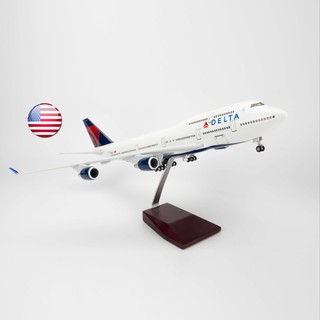 Mô hình máy bay lắp ráp có đèn led Delta Air Lines Boeing B747 47cm Everfly
