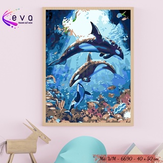Tranh Sơn Dầu Số Hóa Tự Tô Màu Mẫu Đại Dương Hot Trend  Kèm Màu Acrylic Kích Thước 40x50cm