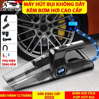 Máy hút bụi kèm bơm lốp ô tô điện tử không dây CARVN thông minh cao cấp - Hút mạnh, bơm nhanh, pin sạc bền bỉ - BH12T