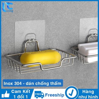 Khay Kệ Inox dán tường để xà phòng, xà bông phòng tắm siêu dính hàng đẹp