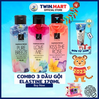 [ĐƠN 249K TẶNG DẦU XẢ 36K] COMBO 3 Chai Dầu gội Elastine Hương Nước Hoa Hàn Quốc 170ml - Love Me - Pure Breeze - Kiss th