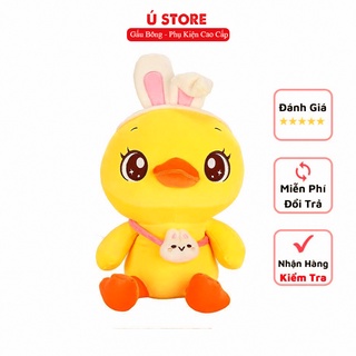 Gấu bông vịt vàng tai thỏ đeo túi - Ú Store