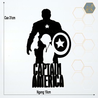 Tranh gỗ treo tường, dán tường trang trí hình siêu anh hùng captain america GD129