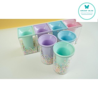 Lọ Cắm Bút Bong Bóng Xốp Pompom Pastel Trang Trí Dễ Thương