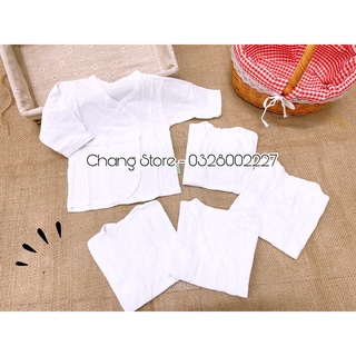 Áo Tay Dài Cài Xéo Màu Trắng Cho Bé Sơ Sinh 100% cotton