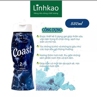 Sữa tắm gội 2in1 Coast 532g