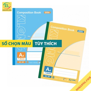 Vở may dán gáy Compostion Book A4 200 trang kẻ ngang, sổ Klong MS 309 [Chọn Màu]