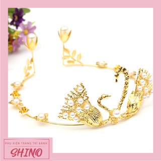 Đồ chơi vương miện thiên nga trang trí bánh (16 x 9 cm)