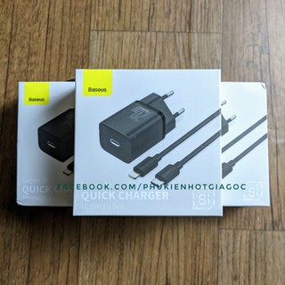 Củ sạc nhanh 20W Baseus PD cho iPhone 12 - Sạc cổng Type C - Cáp sạc nhanh Usb C to lightning