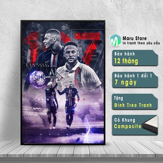 Tranh Treo Tường Cầu Thủ Bóng Đá Neymar và Mpappe Trong Màu Áo PSG