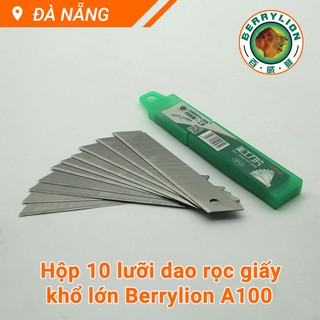 Hộp 10 lưỡi dao rọc giấy khổ lớn Berrylion A100M