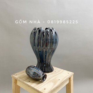 Lọ Hoa Bàn Tay Phật Men Hỏa Biến Bình Bông Bát Tràng (tặng kèm 1 lọ mini)