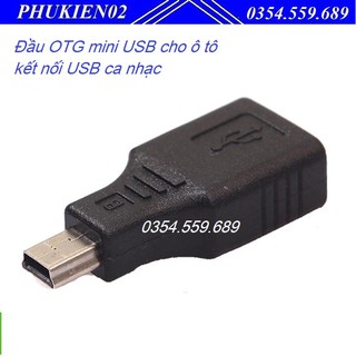Đầu chuyển đổi Mini Usb sang USB - OTG Chân vuông máy nghe nhạc - cho ô tô