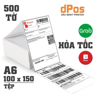 Tệp 500 Tờ Giấy A6 100x150mm in đơn hàng TMĐT dành cho máy in RP421, Abit Q900, XP420B,DT108B, XP470B, HPRT N41 SP46