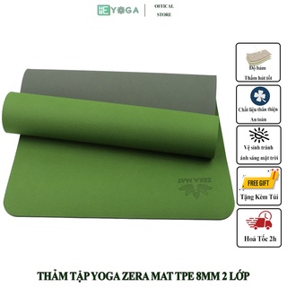 Thảm Tập Yoga TPE Zera Mat 2 Lớp 8mm Màu Xanh Lá (Tặng Kèm Túi)