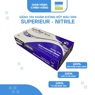 Găng Tay Y tế Không Bột Màu Đen Nitrile Superieur (Hộp 100 Chiếc)