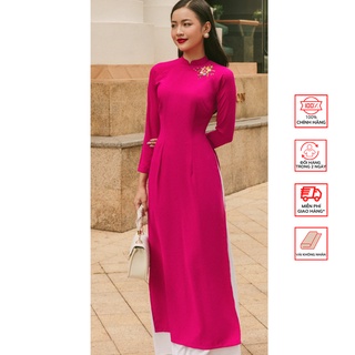 Áo Dài Lụa FOR HER Hoa Thêu Tím AD01684