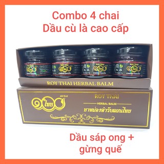 Combo 4 Chai Dầu Xoa Bóp Đau Nhức Xương Khớp Roythai Sáp Ong Gừng Quế Thái Lan 20gr