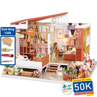 Mô hình nhà búp bê có đèn Led Mẫu Căn Nhà Lý Tưởng Tặng kèm Mica và dụng cụ lắp ghép  ToyStationVN