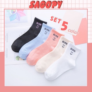 Tất nữ nam cổ cao cute Blink, vớ nam nữ cao cổ dài phong cách Vintage hàn quốc giống tất trắng nike chống hôi chân
