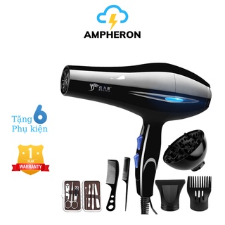Máy sấy tóc Ampheron tạo kiểu 2 chiều nóng lạnh thương hiệu Deliya công suất lớn 2200W tặng kèm 6 phụ kiện MS1