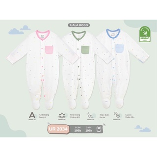 UR 2034. Body Uala Rogo Bamboo liền chân dài tay in sao cao cấp mềm mịn thoáng mát thấm hút tốt cho bé trai bé gái