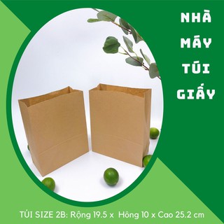 500 túi giấy nâu không quai Size 2B:19.5x10x 25.2 cm túi đựng hàng 3kg