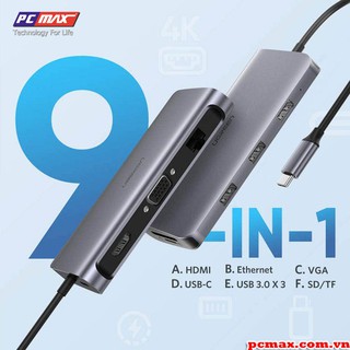 Hub USB type C sang USB 3.0, HDMI, LAN, typeC, SD card Ugreen 40873 - Hàng chính hãng