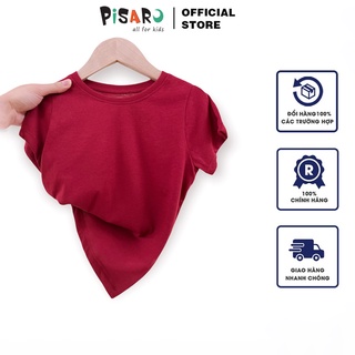 Áo phông trơn cộc tay trẻ em Pisaro Kids, áo thun cotton 100% bé trai bé gái mềm mại cao cấp
