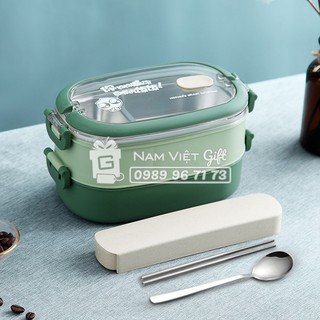 Hộp Cơm Giữ Nhiệt INOX304 Màu Sắc Hiện Đại Kèm Muỗng Đũa INOX