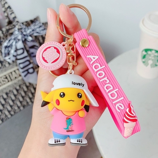 Móc khóa Pikachu silicon mũ bóng chày