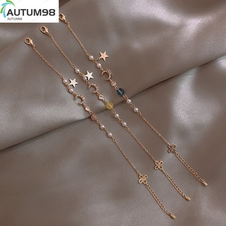 Autum98 Vòng đeo tay xỏ hạt mặt hình ngôi sao/mặt trăng dễ thương phong cách Hàn Quốc cho nữ (B1-2-2)