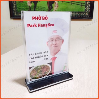 kệ mica để bàn,menu mica A5,A6,A7 (15 x 21cm) và (10 x 15cm)