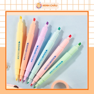 Bút Highlight 2 Đầu Nhiều Màu Dùng Đánh Dấu Dòng Trang Trí Sổ Tay Sugar Color