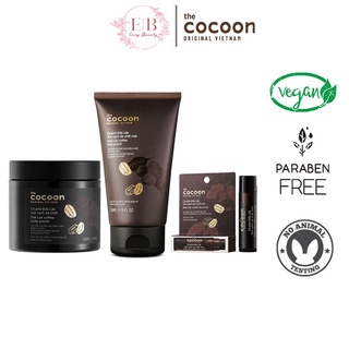 Bộ 3 Cà Phê Đắk Lắk Làm Sạch Da Chết Cocoon: Da Dặt 150ml + Cơ Thể 200ml + Tẩy Da Chết Môi 5g